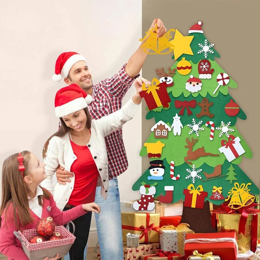 Creatieve Kerstboom Vilt Xmas Tree Nieuwjaar Party Deur Thuis Ornamenten Kerst Sfeer Decor