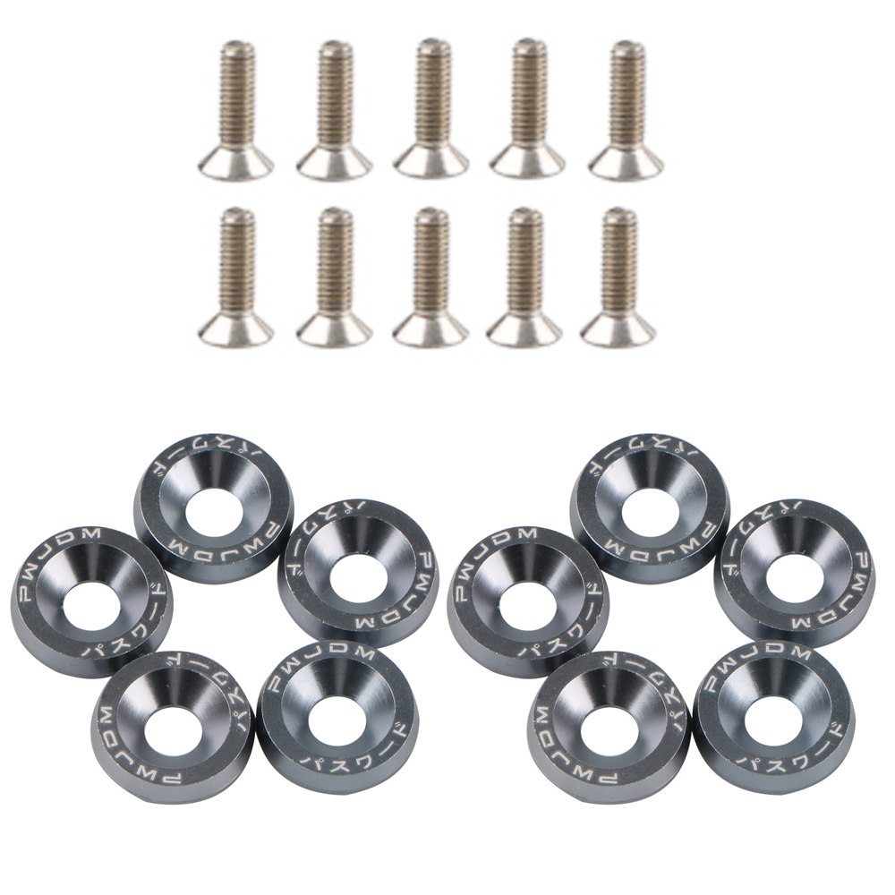 10 st/set cnc-behandlad aluminiumpackning motorrumsbytessats skärmbricka med 10 st  m6 x 20mm bultar: Gul