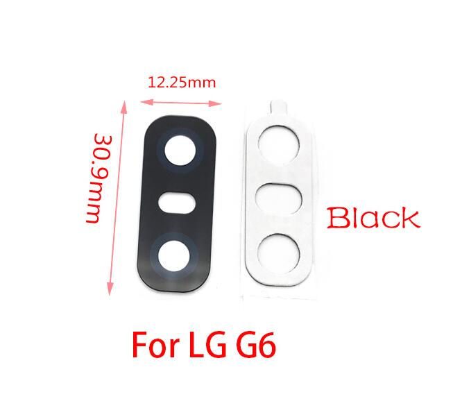 2pcs/lot Rear Back Camera Glass Lens For LG V20 V30 G2 G5 G6 G7 Q6 K8 Camera Glass With Glue Adhesive: G6 Black