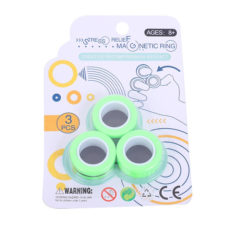 Anti-Stress Magnetische Ringen Fidget Unzip Speelgoed Magic Ring Props Gereedschap Kinderen Magnetische Ring Vinger Spinner Ring Volwassen Speelgoed: green
