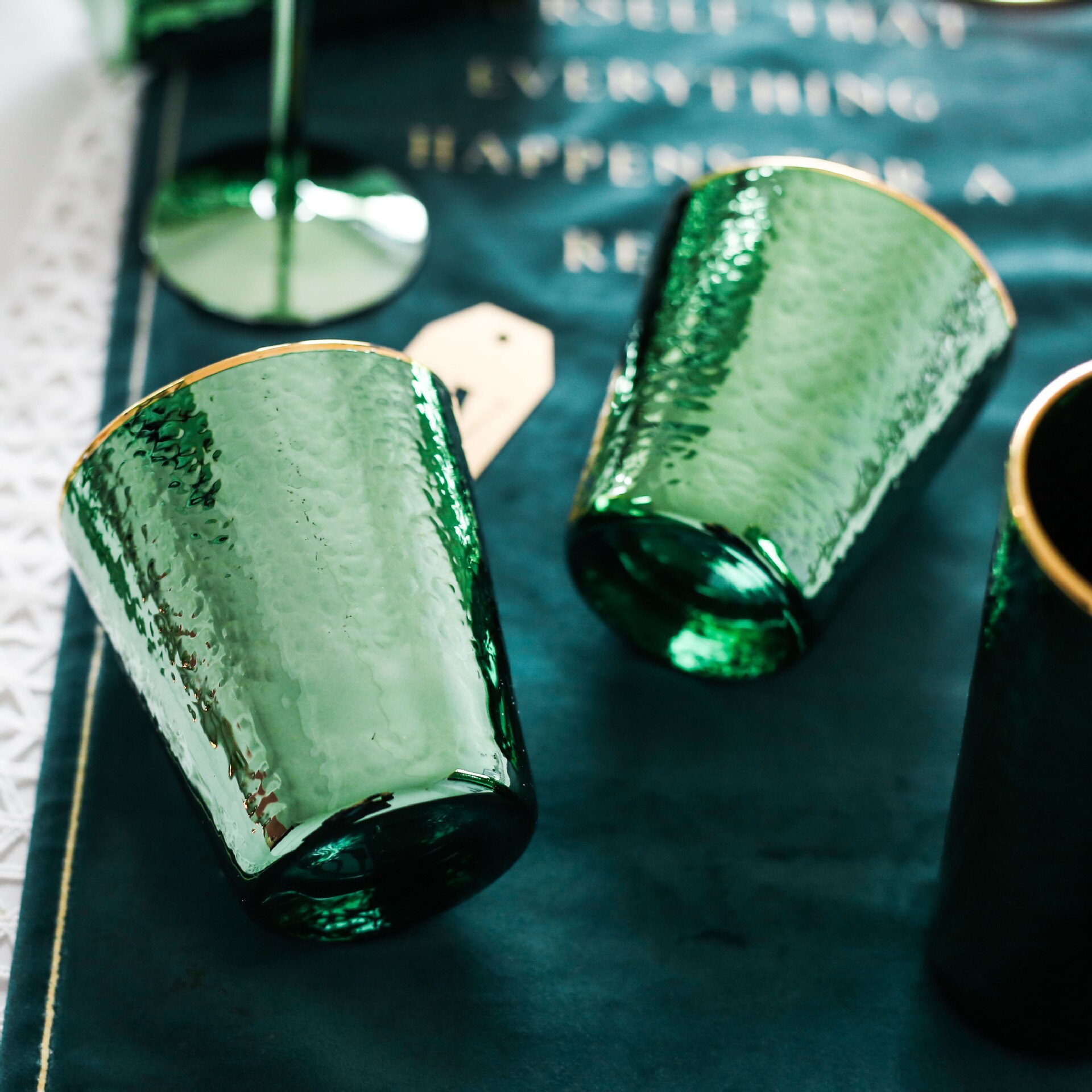 Vert classique japonais émeraude marteau en forme de verre Net rouge verre rouge vin Champagne coupe Restaurant décoration tasse