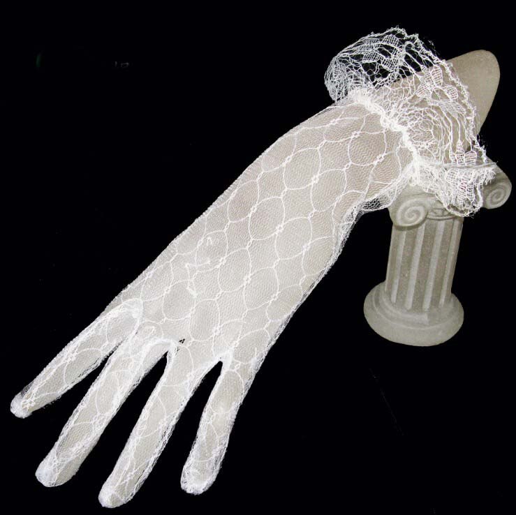 1 par rød sort hvid kort blonde til brud brude bryllup aften bal handsker kvinder finger kjoler gants mariage