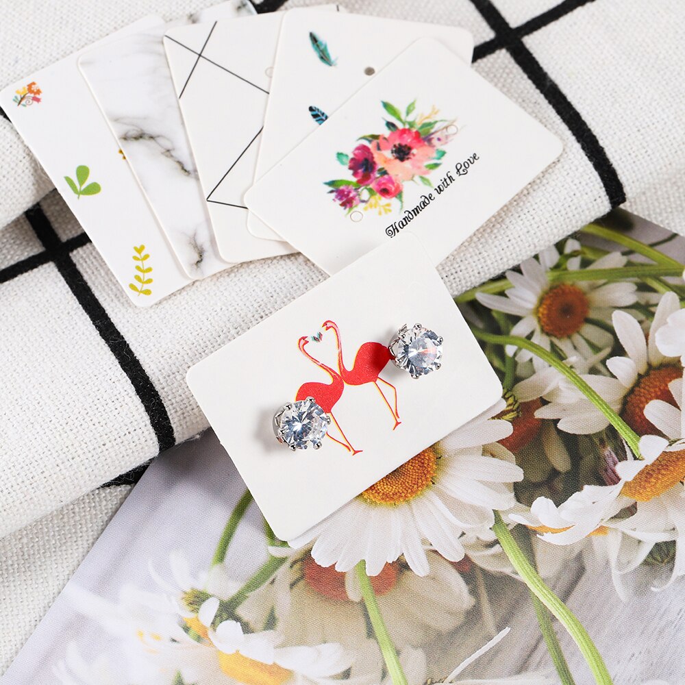 100Pcs/Lot Earrings Display Cards Cardboard Earring Packaging Hang Tag Card Ear Studs Paper Card for Jewelry Accessories