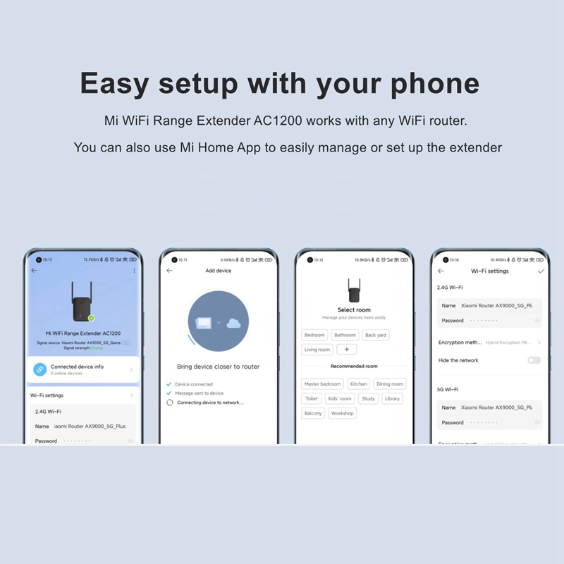 Xiaomi mi wifi range extender  ac1200 til trådløs router 1200m wifi repeater pro forstærker netværksudvidelse 2.4 ghz 5 ghz roteador