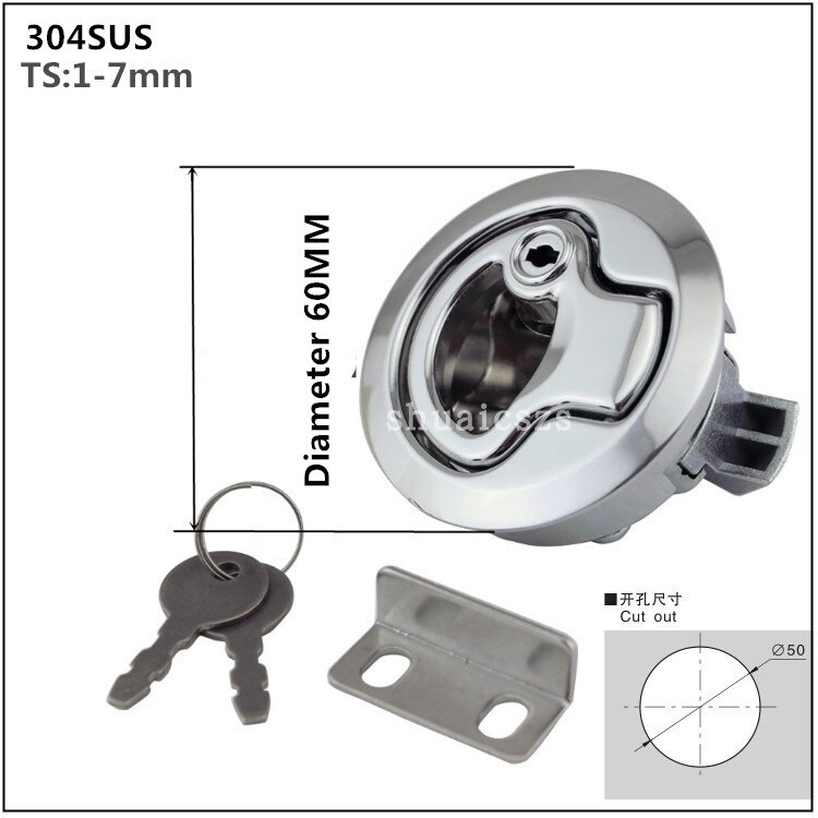 Stainless steel round lock car door inside and outside double door lock pull ring hand lock pull buckle lock: L SUS lock