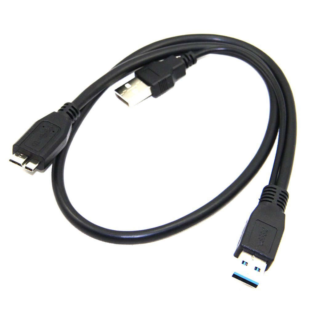 0.6m/1m Dual USB 3.0 a Male to Micro B Y Black Power Data Cable Mobile Hard Disk 2-connector Y Mobile Storage Standard: 0.6m