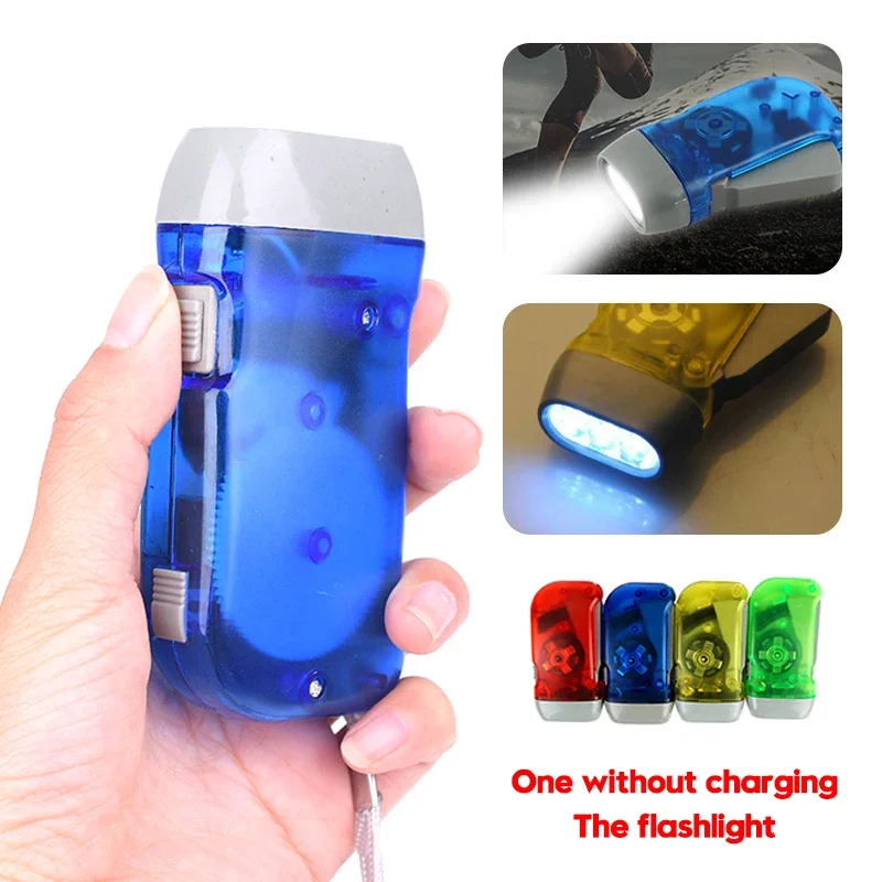 3 LED prensado manual dinamo manivela energía linterna antorcha luz mano presión manivela Camping lámpara luz