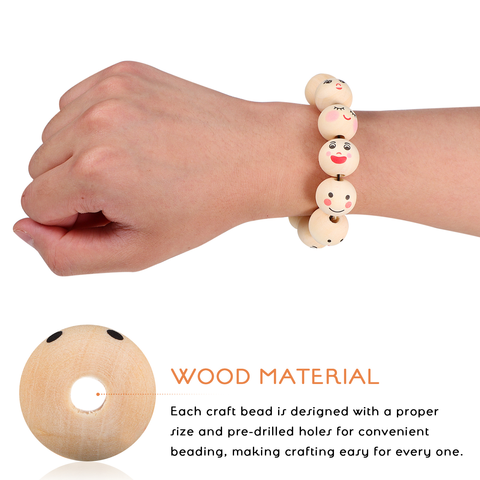 100 stuks houten kralen met gezichten natuurlijke hout ambachtelijke kralen voor armbanden maken decoratieve spacer kralen sieraden benodigdheden
