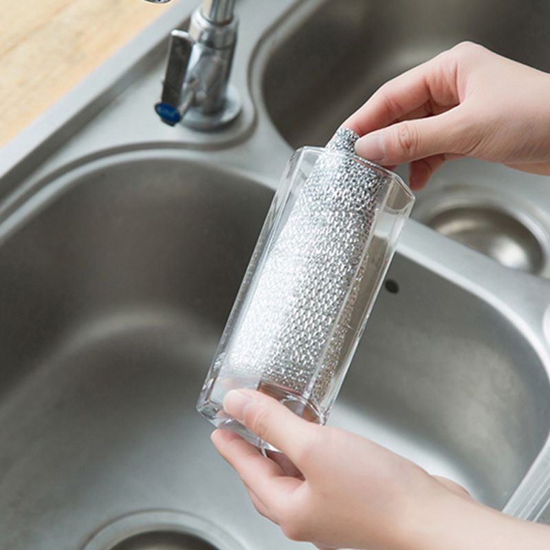 3Pcs/Set Kitchen Scrubbing Sponge Steel Wire Dish Brush Cleaner Scouring Pads