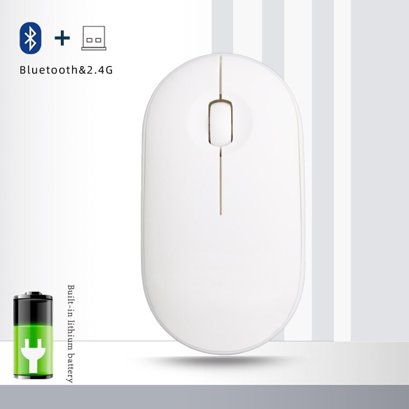 Bezprzewodowa mysz Bluetooth dla Apple Macbook Air Xiaomi bezprzewodowa mysz do ładowania wycisz komputer stacjonarny akcesoria do laptopów biurowych: Bluetooth White
