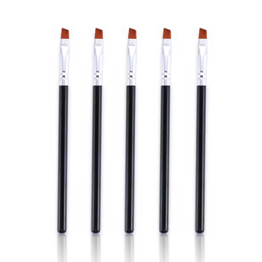 Makeup 5 stk./sæt sort øjenbryn skrå flad vinklet børste eyeliner øjenskygge øjenbryn makeup værktøj kvinder kosmetik: Grøn