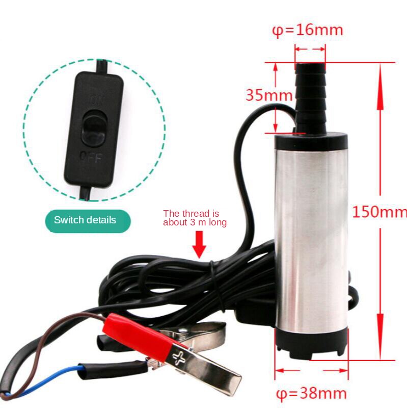 Elektrische Oliepomp 12V 24V Elektrische Dompelpomp Voor Pompen Diesel Olie Water Shell 12L/Min Brandstof transfer Pomp