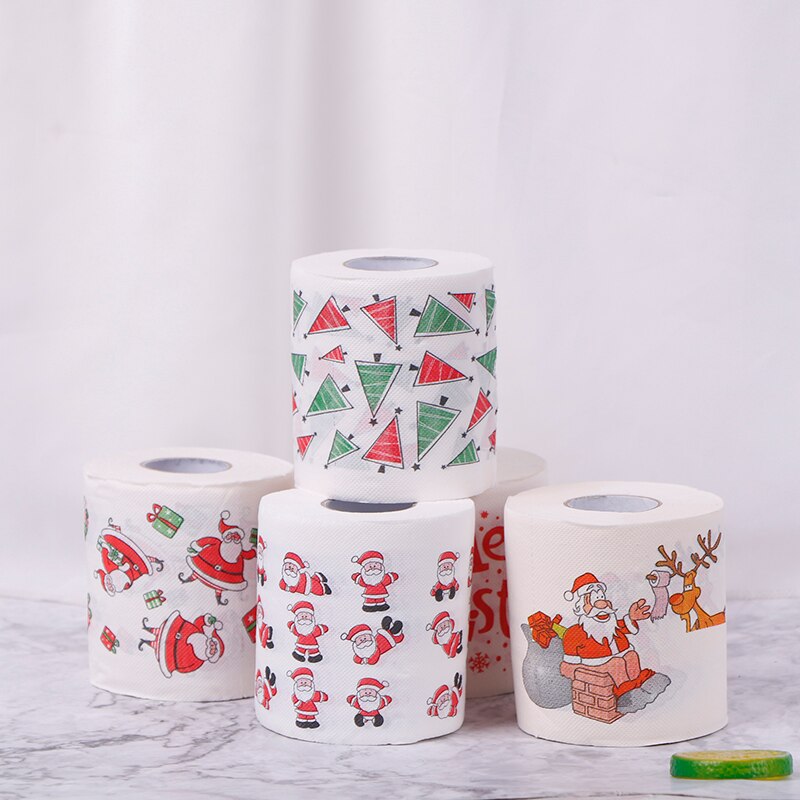 1pc Christmas Table Napkin Home Santa Claus Bath Toilet Roll Paper Xmas Decor Tissue