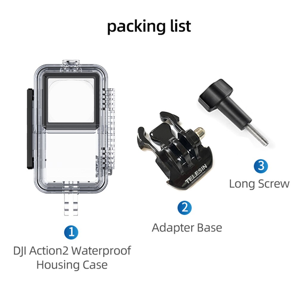 Custodia impermeabile )in 45M per DJI Action 2 custodia subacquea per affondamento di calore custodia protettiva ad alta resistenza per azione 2: Action 2 Combo