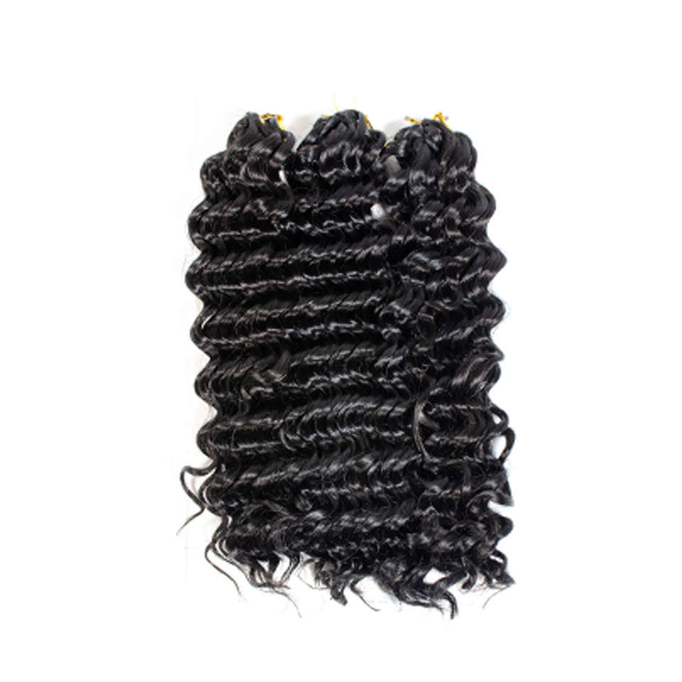 Pelo sintético ombre estilo africano rizos ondas de agua profunda trenzas de ganchillo de 12 pulgadas de largo hebras de trenzado de extensión de cabello
