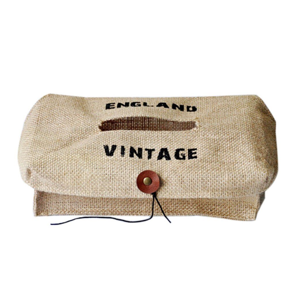 Cotton And Linen Tissue Boxes Belt Button Simple Atmospheric Tissue Box Retro Fluid Style Tissue Box Cover Paper Case Holder