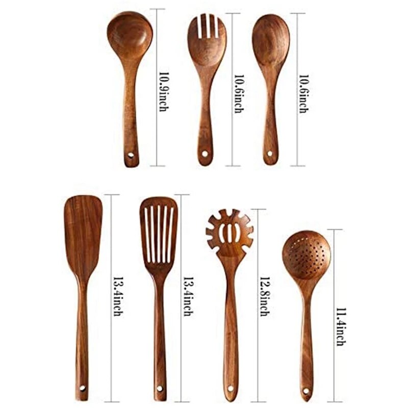 Thailandia Teak Legno naturale Stoviglie Cucchiaio Mestolo Turner Lungo Colino per riso Zuppa Skimmer Cucchiai da cucina Scoop Set di utensili da cucina
