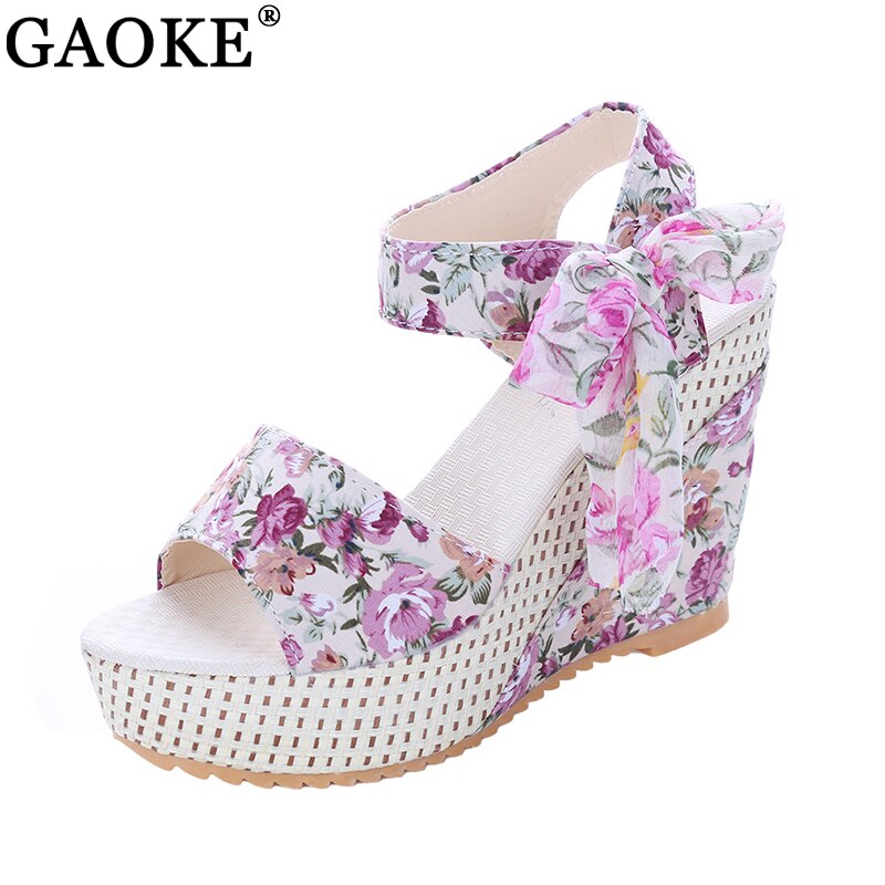 Dames zomer sandalen met sleehak dames sandalen plateau veter riem strik slippers open teen hoge hakken dames schoenen vrouwelijk