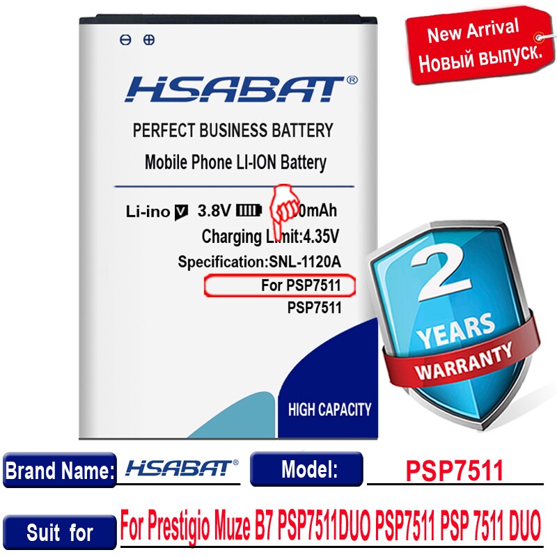 [ HSABAT ] 3500mAh PSP7511 Replacement Battery For Prestigio Muze B7 PSP7511DUO PSP7511 PSP 7511 DUO