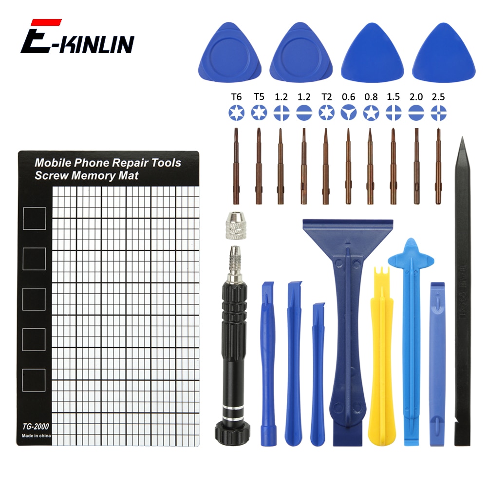 23 In 1 Torx Cross Schroef Bits Bolt Magnetische Geheugen Pad Mat Schroevendraaier Spudger Pry Crowbar Mobiele Telefoon Lcd-scherm opening Gereedschap