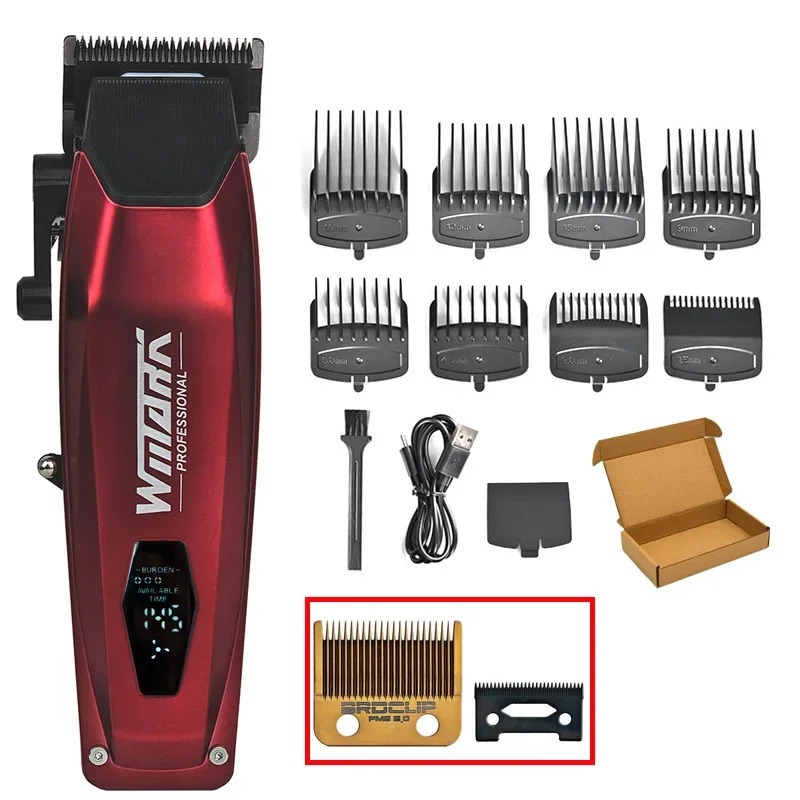 WMARK NG-125 cortapelos eléctrico 7500RPM Motor giratorio cabezal de aceite barbería recortadora para hombre hoja 5 ajustes: Azul oscuro