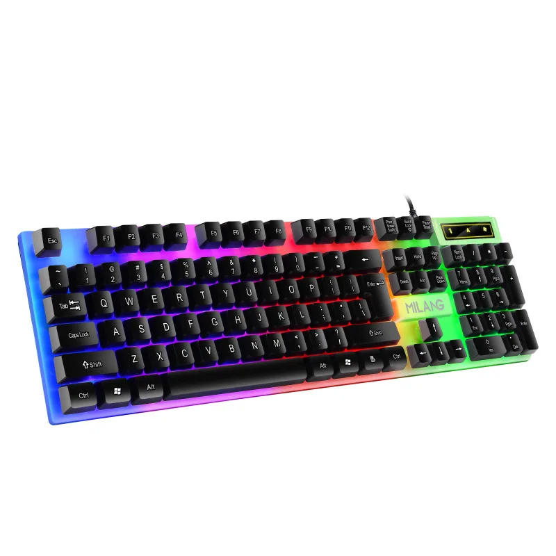 Mechanical Keyboard Wired Gaming Keyboard 104 Keys RGB Backlit LED Receiver for Laptop Desktop Ergonomics Keycap PC Accessories: BROWN