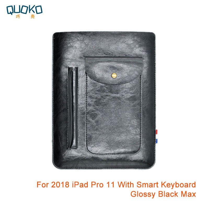 Multi-function ultra-thin super slim sleeve pouch cover,microfiber leather tablet sleeve case for iPad Pro 11 inch: Glossy Black Max