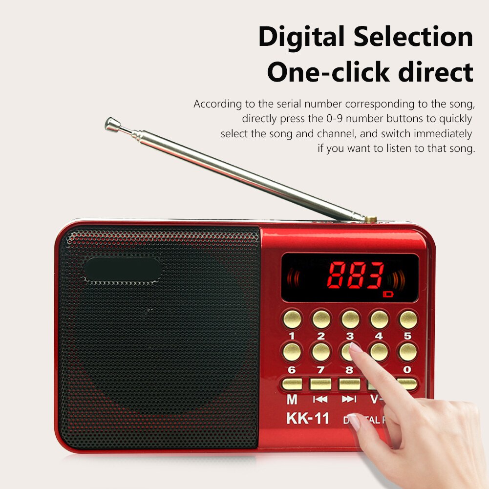 Radio digitale palmare Radio portatile USB ricaricabile FM lettore MP3 Radio pilas Speaker Supports supporta TF Card