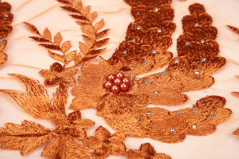 African beaded lace fabric embroidered Nigerian lace fabric French tulle lace fabric used in gold evening dresses