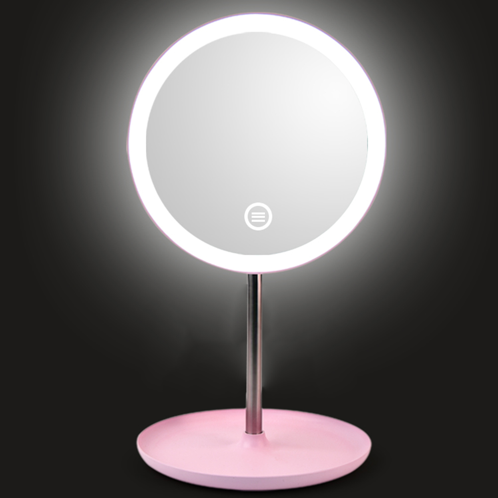Mode Led Licht Make-Up Spiegel Voor Vrouwen Maken Tafellamp 360 Rotatie Helderheid Verstelbare Beauty Ijdelheid Cosmetische Spiegel