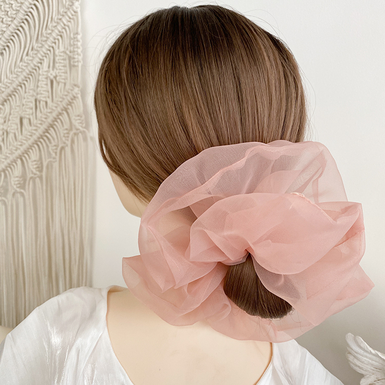Para mujer, Scrunchie de encaje de gran tamaño para el cabello, cuerdas elásticas para el cabello de Color sólido, lazos para el cabello, banda para el cabello, accesorios elegantes para el cabello: Gris