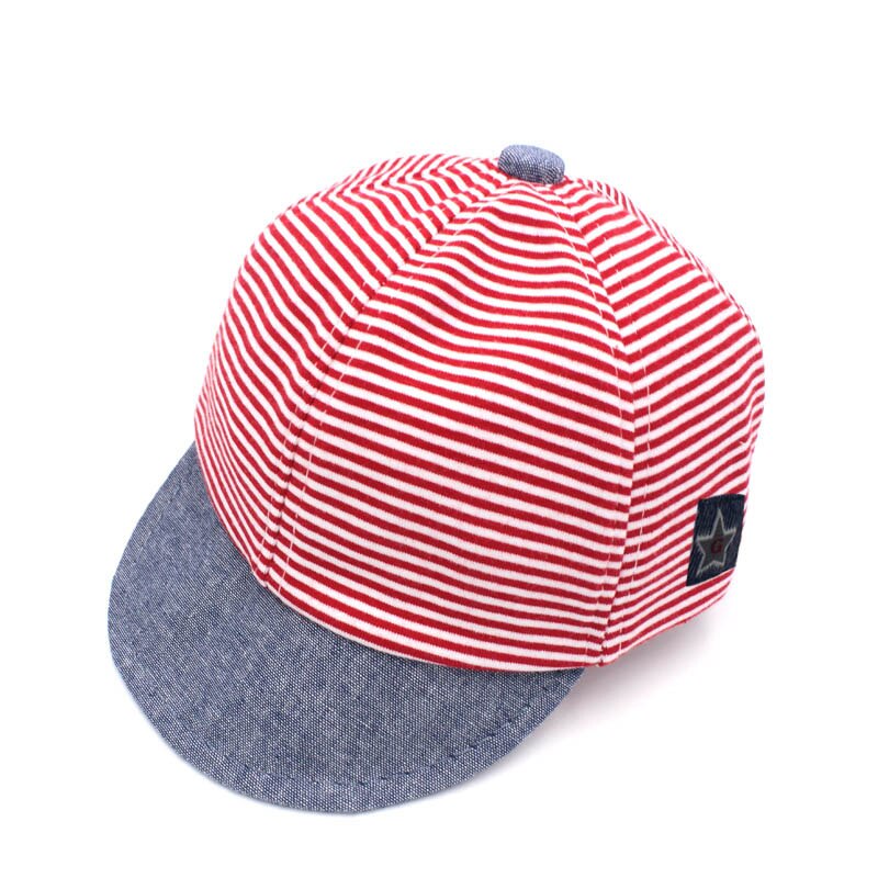 Gestreiften Baby Hut Sommer Baumwolle Baby Junge Kappe Einstellbar Säuglings Hüte für Mädchen 6-18M 1 PC: Red Cotton