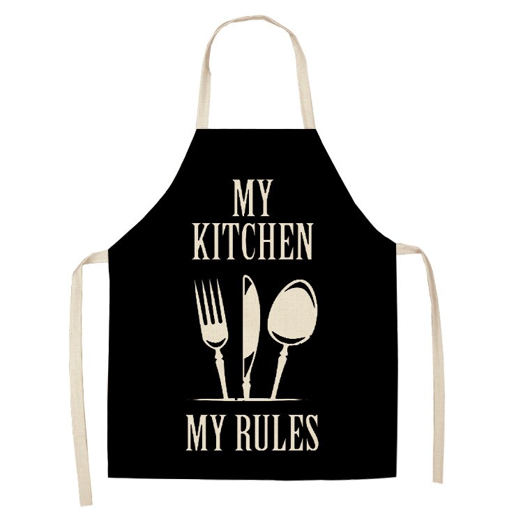 1pcs Kitchen cotton and linen aprons, monogrammed black and white patterned aprons, sleeveless aprons, cooking and baking tools: ILW-0002-10