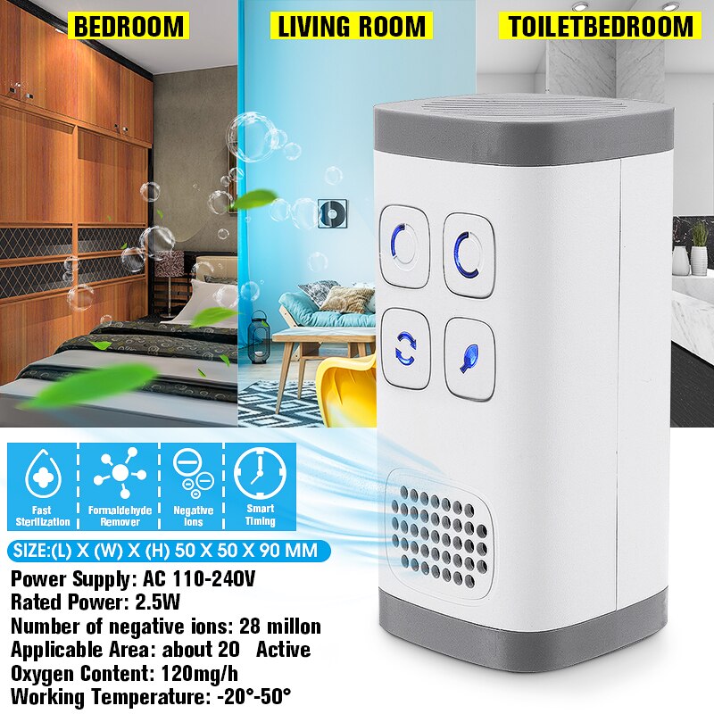 Luchtreiniger 220v ozonreiniger voor thuis luchtreiniger badkamer toilet huisdier deodorant ontsmettingsapparaat luchtreiniger