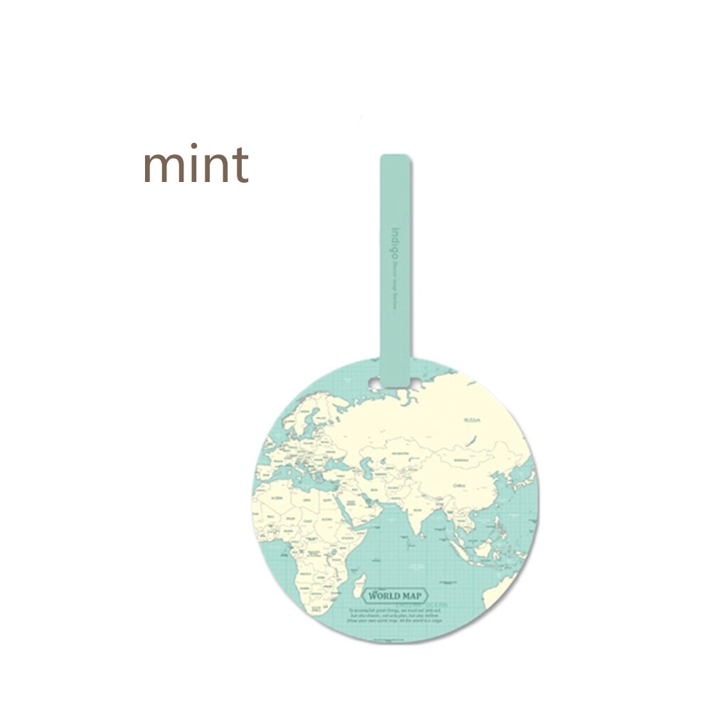 Bagagelabel Global Map Silicagel ID Adres Holder Bagage Boarding Tags Koffer Tags Draagbare Label Reizen Accessoires: mint Luggage Tags