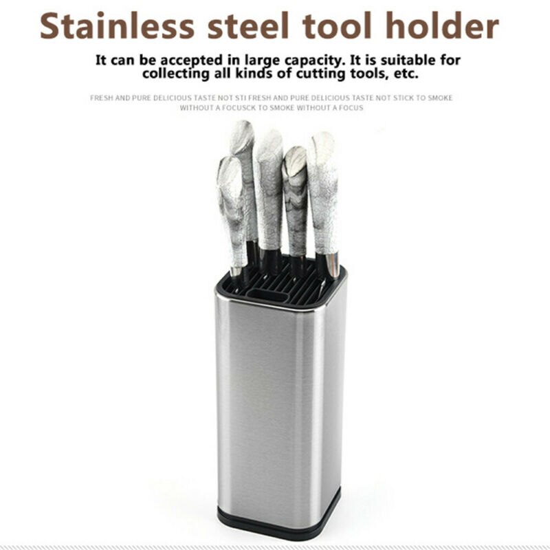 Stainless Steel Kitchen Knife Stand Tool Holder Multifunctional Tool Holder Knife Block Cooktops Tube Shelf Chromophous