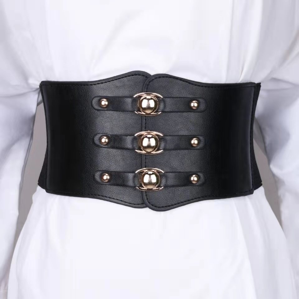 Ladies Super Wide Belt Vintage Women PU Leather Slimming Body Waistband High Waist Elastic Corset Belts For Dress