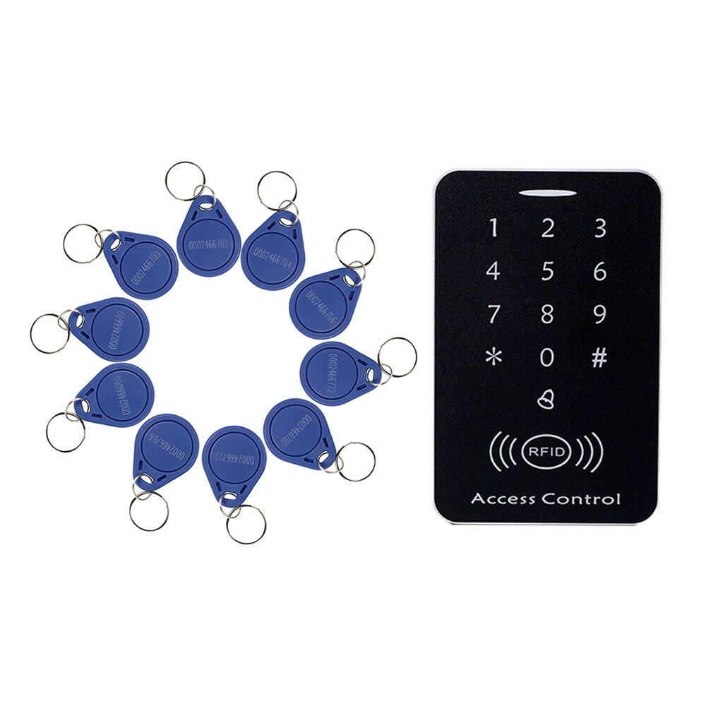 RFID Access Control Keypad Outdoor Door Opener Electronic Lock System Security ID Card Password Door Lock 10 pcs Keyfobs: SET