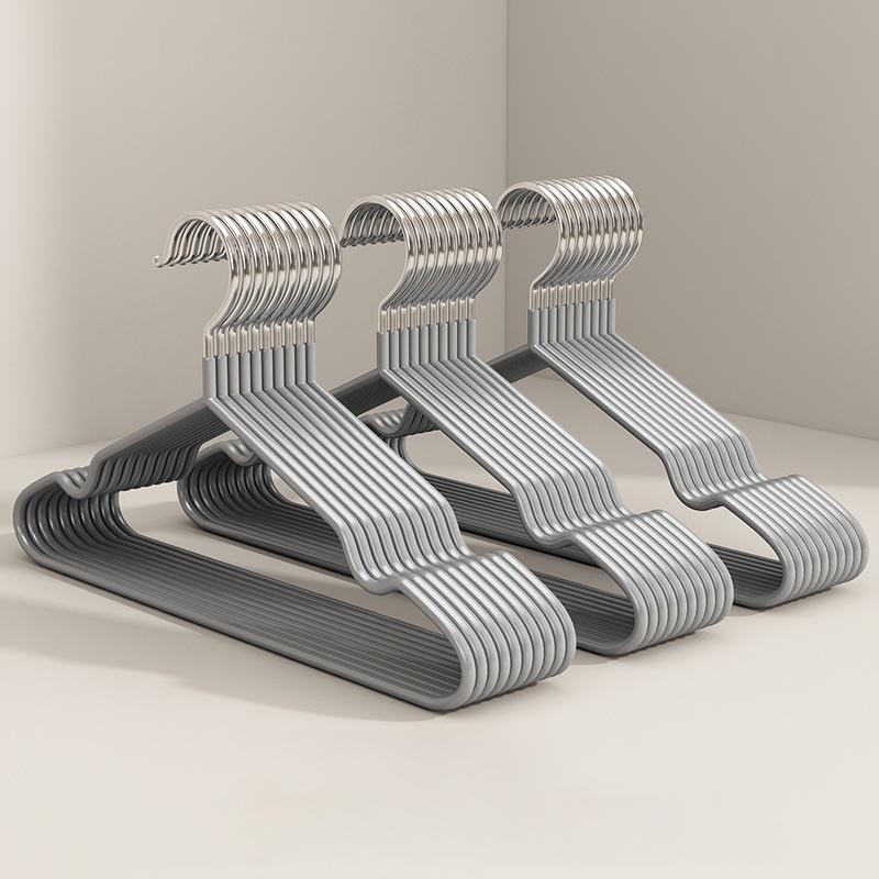 10 pçs roupas cabide de metal doméstico casaco calças cabide traceless antiderrapante cabides duráveis cabides fortes para organização: Cáqui escuro