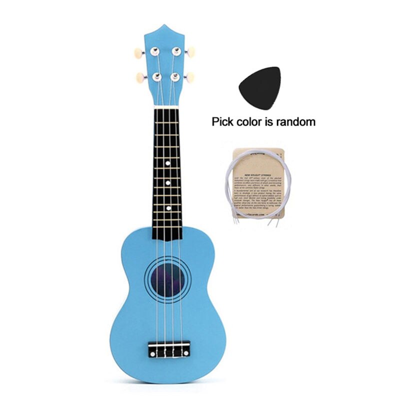 Colorful 21 inches Soprano Ukulele Basswood Nylon 4 Strings Ukulele Bag Acoustic Mini Hawaiian Guitar Bass Guitarra for Beginner: Blue
