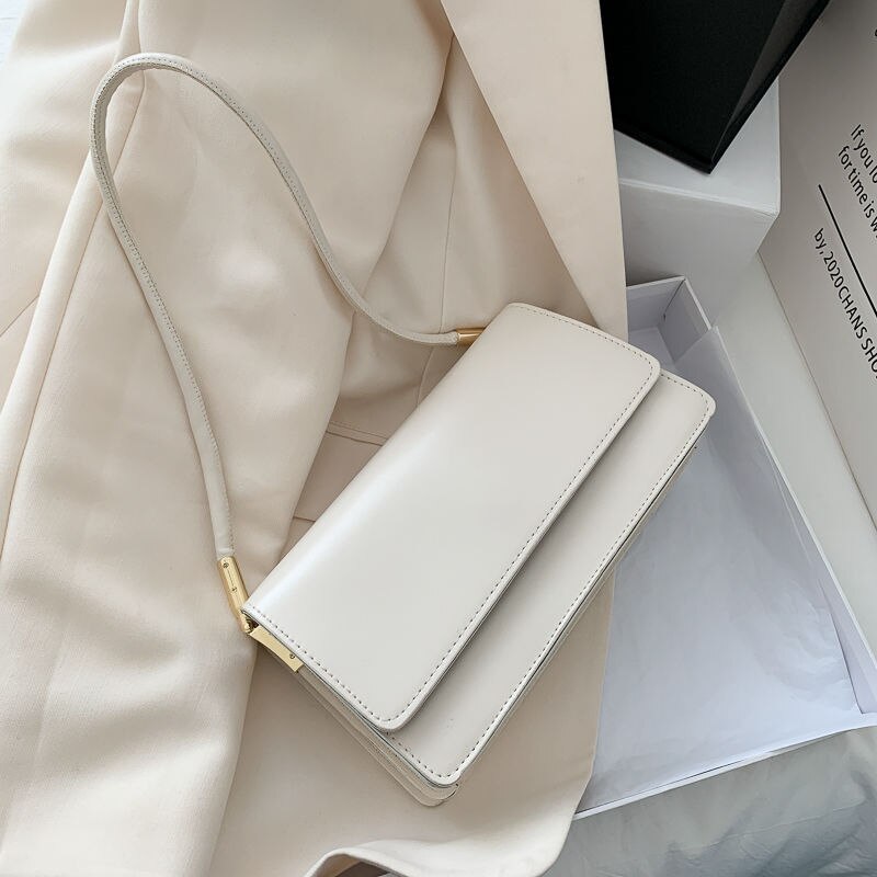 Popular Mini Retro Shoulder Bag Women Messenger Handbags PU Leather Street Casual Solid Zipper Subaxillary Women's handbags: white