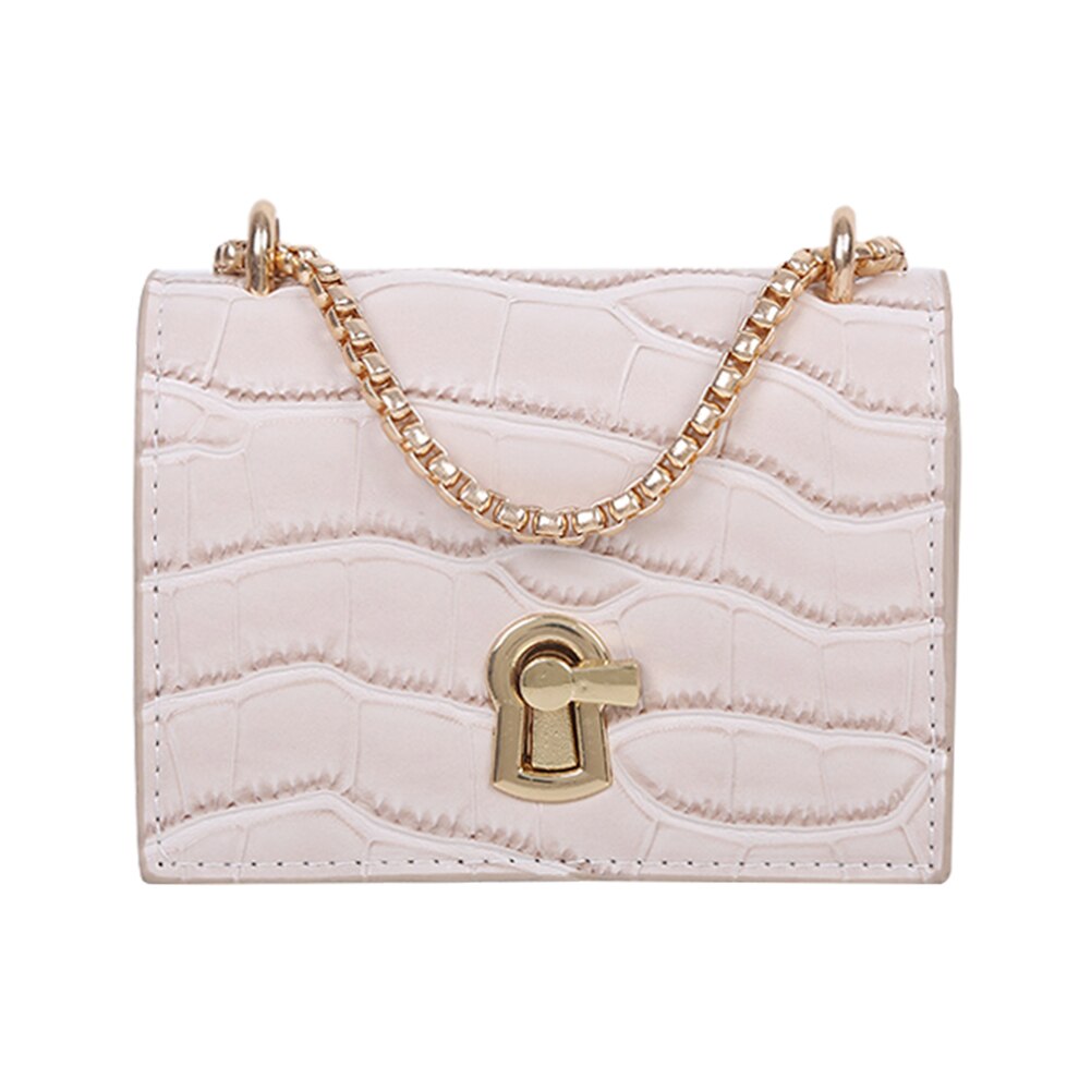 Women Mini Shoulder Bags Wild Simple Female Daily Messenger Bag Lady PU Leather Chain Crossbody Handbag: White