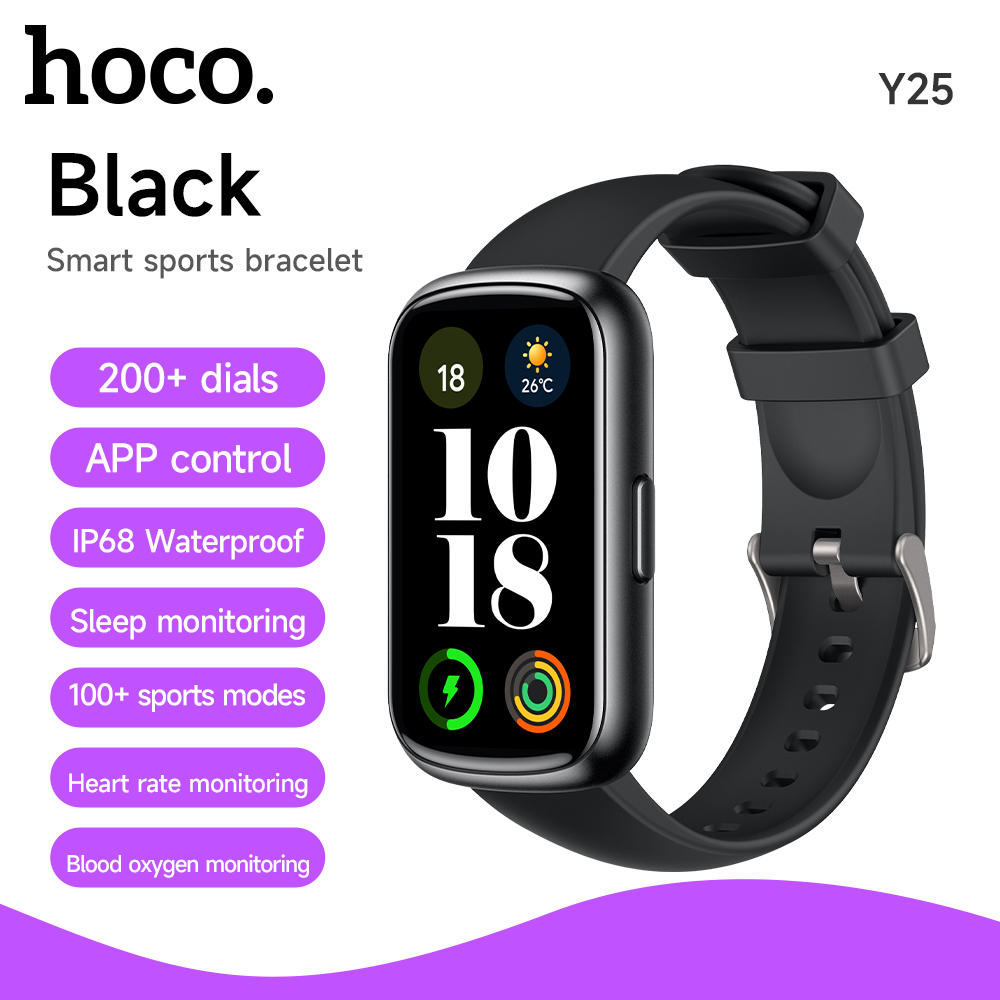 HOCO Y25 1.47inch TFT Touch Screen Smart Watch Support Sleep Monitoring Custom Dial Bluetooth 5.3 Sports Watch IP68 Waterproof: black