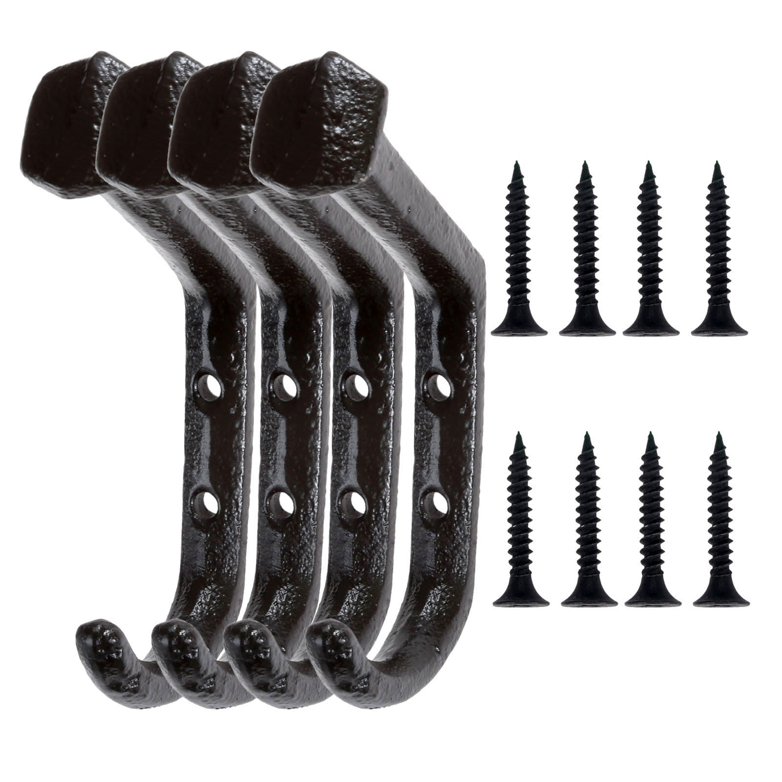 Ganchos grandes de hierro fundido para colgar ropa, abrigo, sombrero, bolsa, toalla, colgador de pared para baño, 4/6/8/10 Uds.: 4pcs
