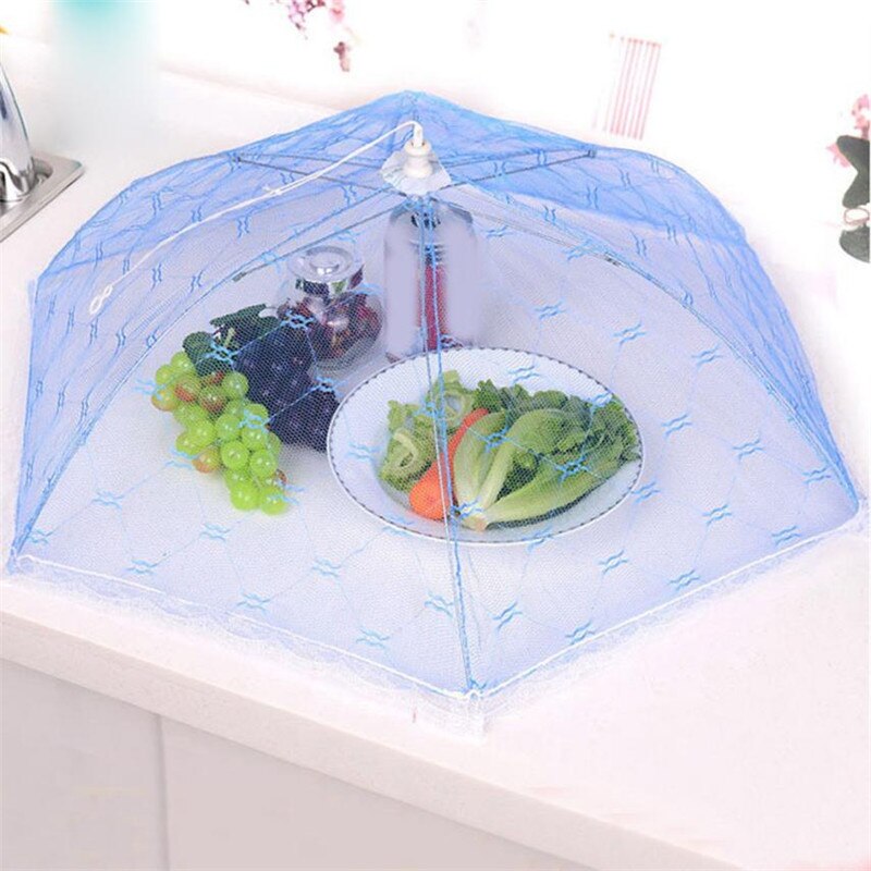 Cubierta hexagonal de encaje para mesa de comida de Estilo paraguas # H40 38CM, utensilios de cocina, gasa, tul, plato que cubre la tapa, color aleatorio