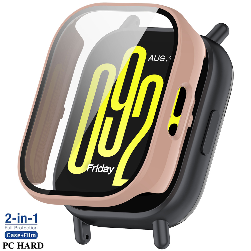 Gehard glas + pc-hoes voor Xiaomi Redmi Watch 5 Actieve / Lite Cover Zachte TPU-schermbeschermer Horlogekasten voor Redmi Watch 5 Lite: Zalm / 2-3.9 Inches