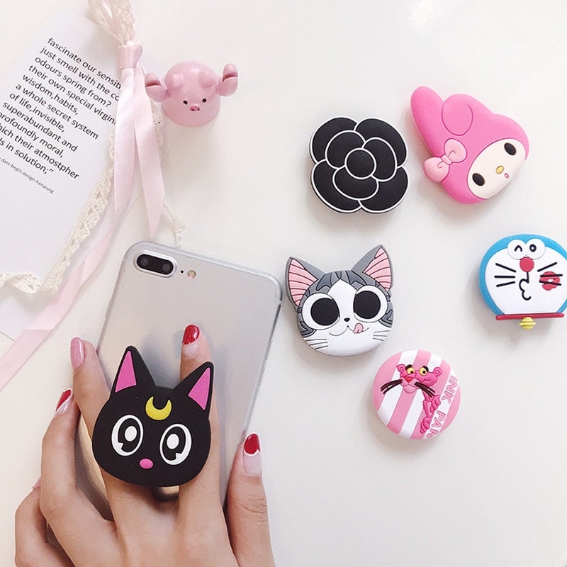 Mobile Phone Holder 360 Degree Retractable Rotating Cartoon Cute Soft Silicone Airbag Fixed Lazy Finger Ring Mobile Phone Holder