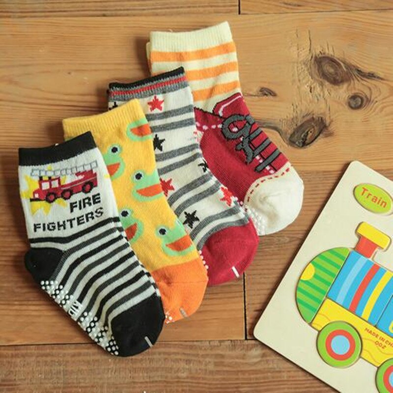 12 paare/los Baby Kind Junge Unterhose-beständig Karikatur Boden Socken 1-3 Jahre