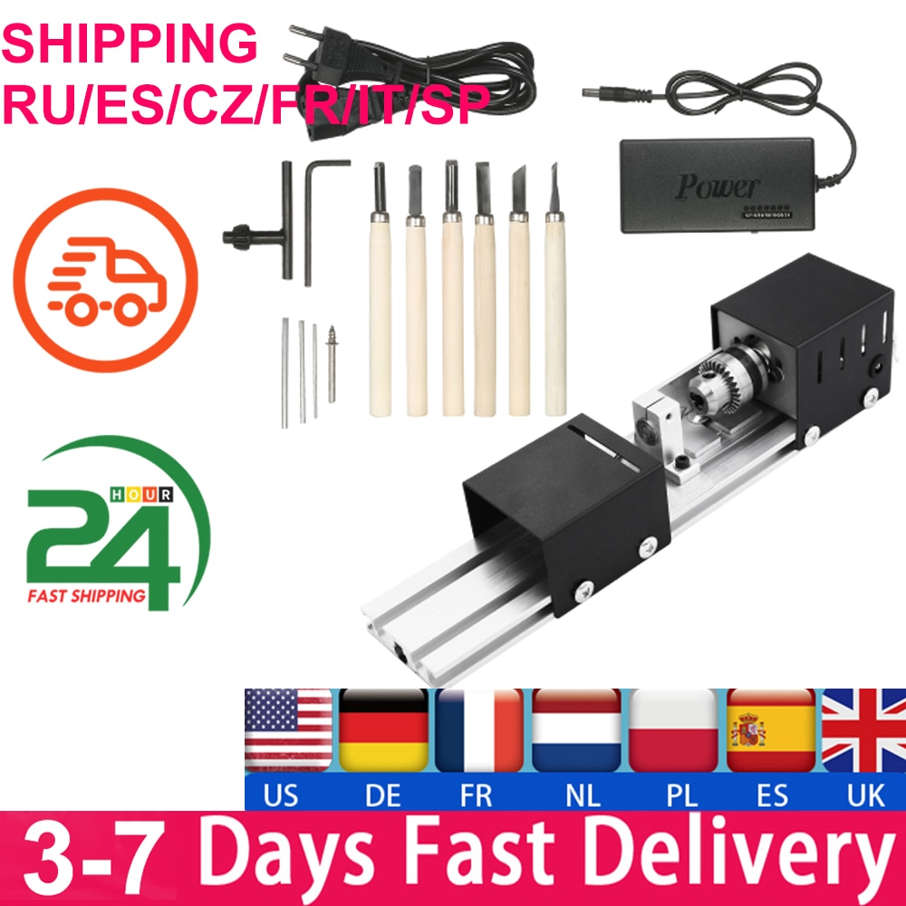 12-24V Mini Wood Lathe Machine Tool Woodworking Buddha Pearl Grinding Polishing Beads Rotary Machine DIY Lathe Wood Drill Tool