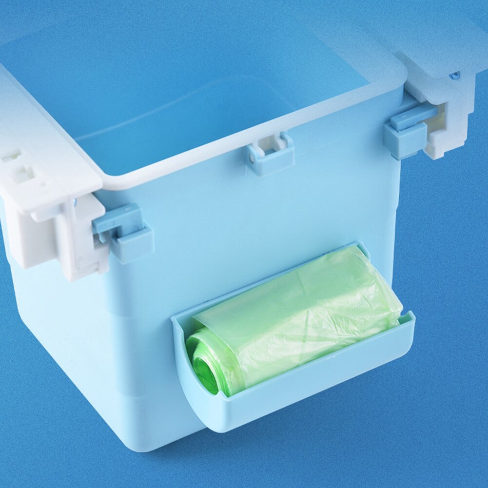 1Pc Durable Plastic Hidden Retractable Office Desk Home Adhesive Dustbin Trash Can Garbage Waste Bin Easy to Install